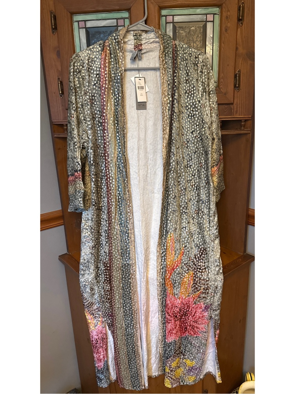 Bl-nk for Anthropologie Tinopi Burnout Velvet Duster Kimono, OS